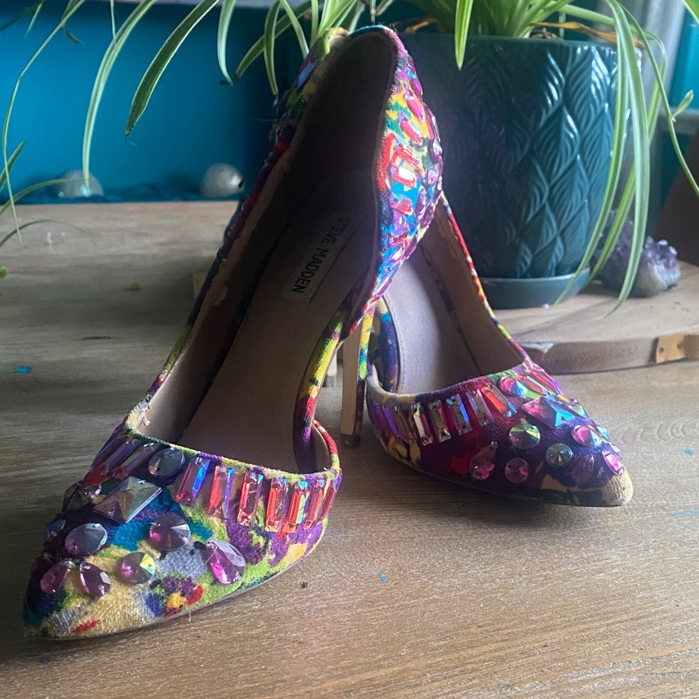 Steve Madden Multicolor Jeweled Pointed-Toe Pumps